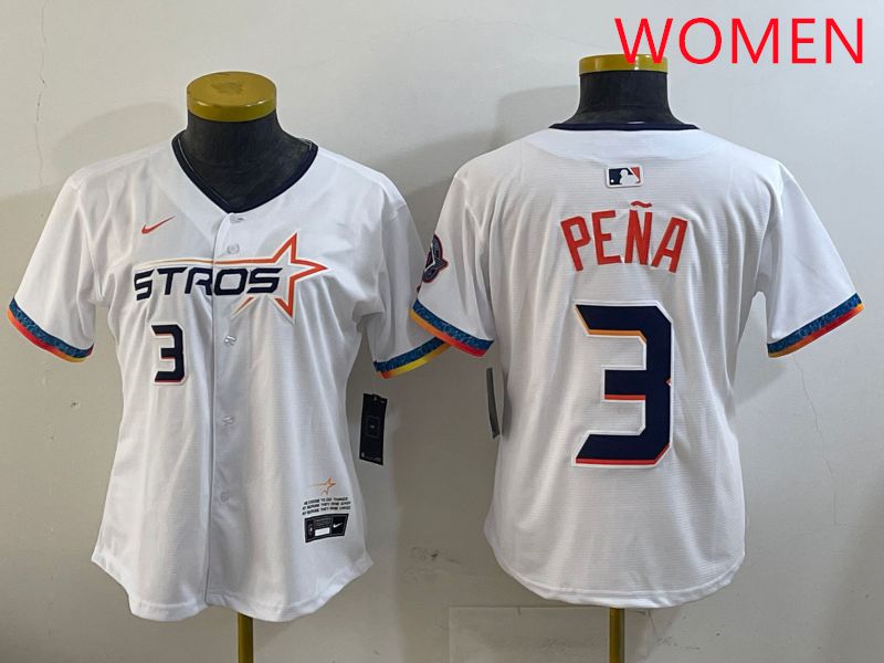 Women Houston Astros 3 Pena White Fourth generation Joint Name 2025 Nike MLB Jersey style 4